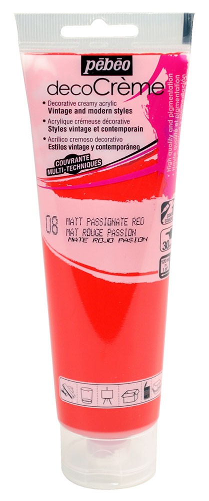 Peinture rouge passion - acrylique mat - 120 ml - Pébéo