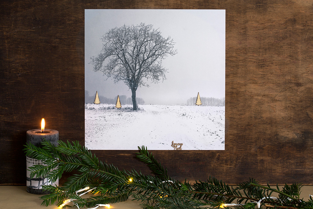 Décoration de Noël - Tableau paysage d'hiver